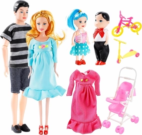 Pregnant Mom Toy Set - Mom Doll Pregnant with Baby, Includes Baby Doll Trolley