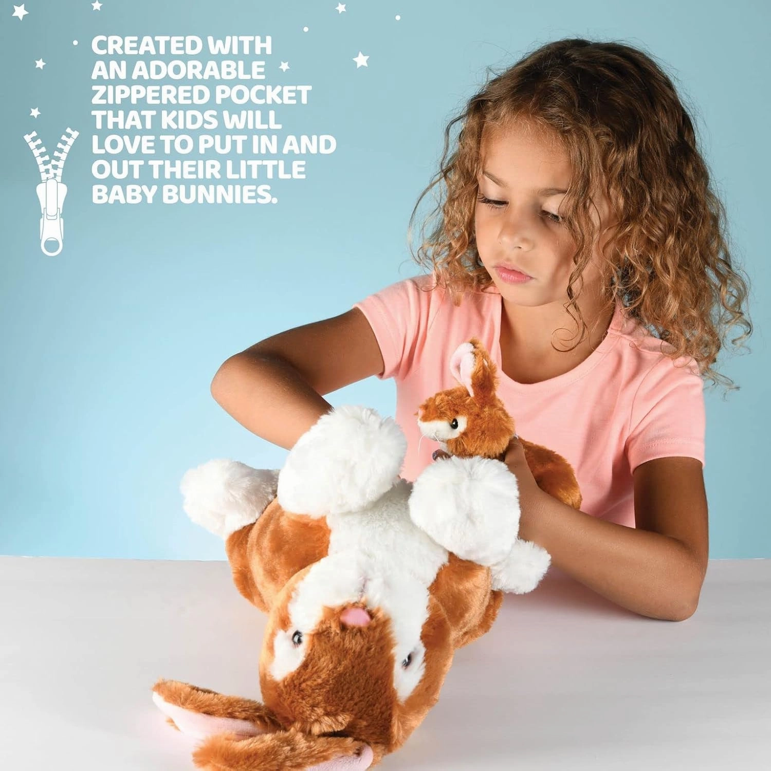 PREXTEX Plush Bunny Rabbit with Zippered Pouch for Little Baby Bunnies - Easter Bunny with Baby Bunnies Inside and a Cute Plush Carrot - Stuffed Animal for Easter Gifts and Baskets