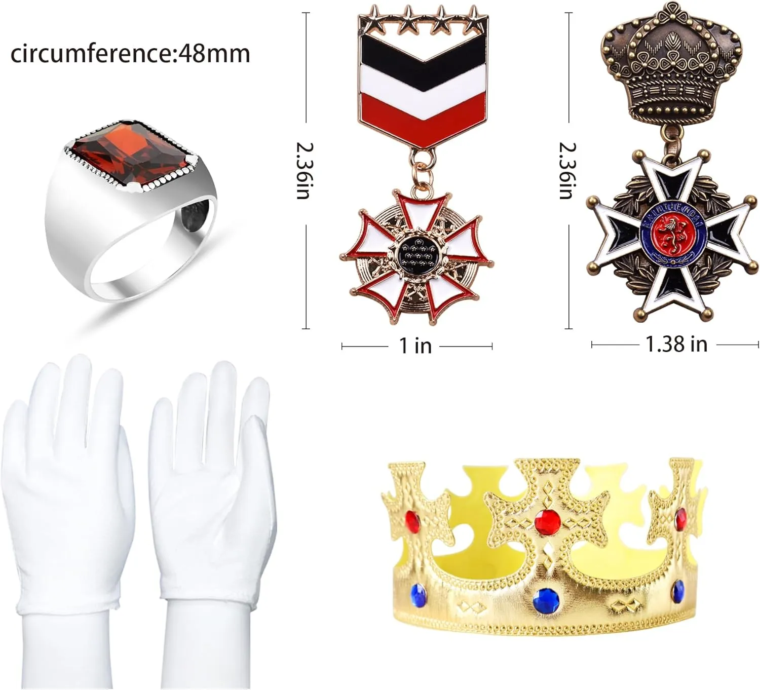 Prince Charming Costume for Kid Boys with Prince Accessories Age 3-8