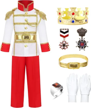 Prince Charming Costume for Kid Boys with Prince Accessories Age 3-8