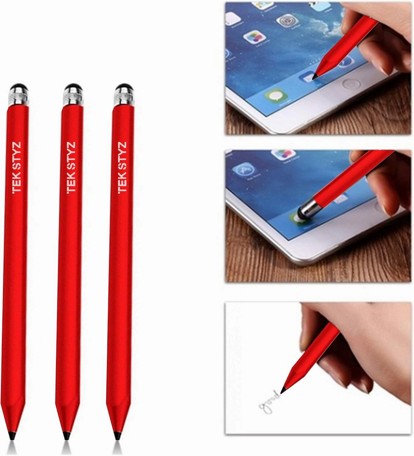 Pro Stylus Capacitive Pen Upgraded Works for NEC Medias X N-04E with Custom High Precision Touch Full Size 3 Pack! (RED)