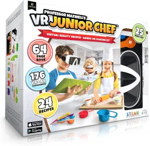 Professor Maxwell's VR Junior Chef - Virtual Reality Kids Cookbook and Interactive Food Science STEM Learning Activity Set (Full Version - Includes Goggles) - for Ages 8 and Up