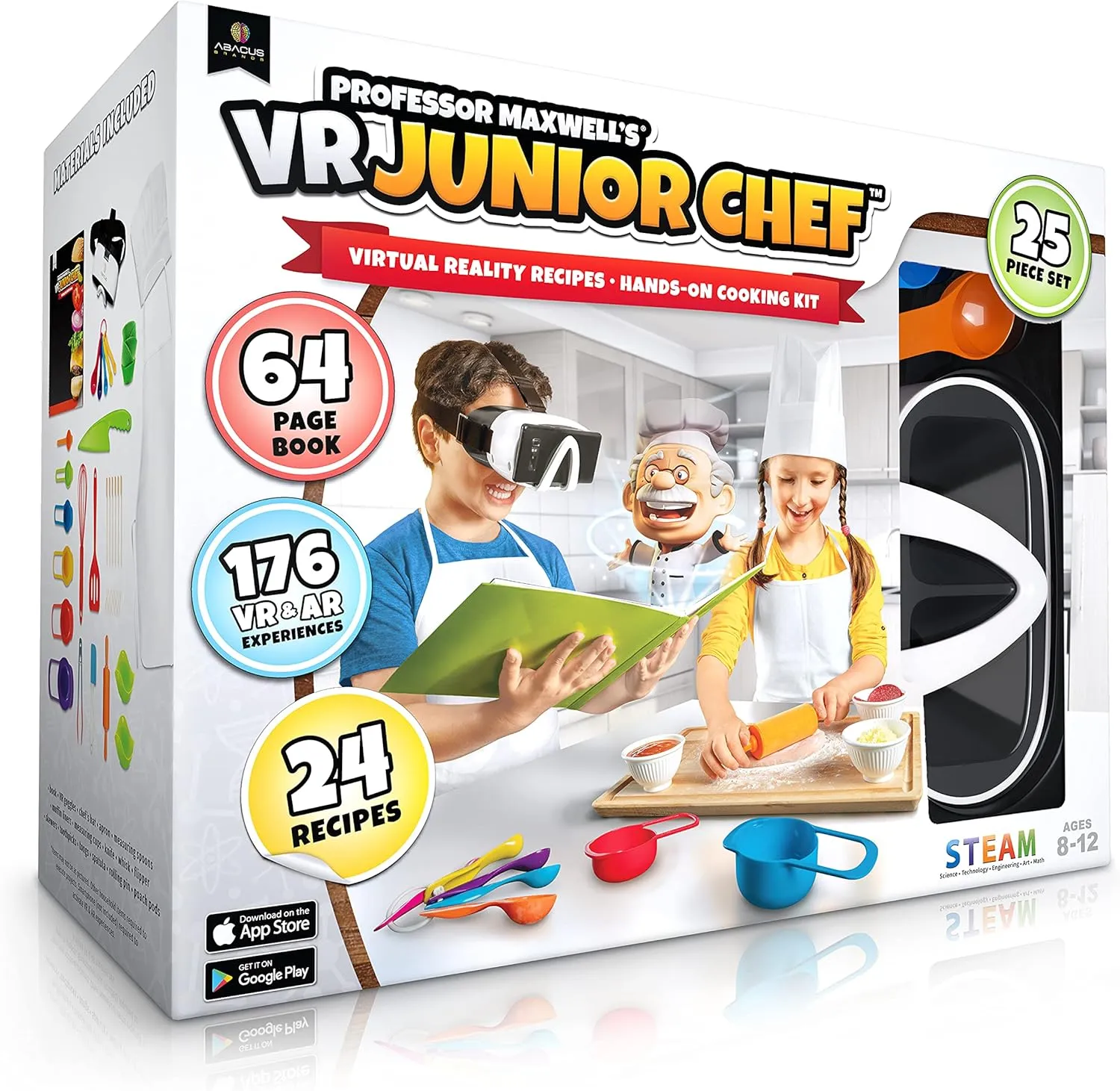 Professor Maxwell's VR Junior Chef - Virtual Reality Kids Cookbook and Interactive Food Science STEM Learning Activity Set (Full Version - Includes Goggles) - for Ages 8 and Up