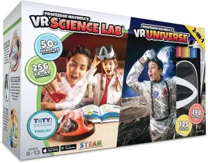 Professor Maxwell's VR Science Lab and VR Universe - Virtual Reality Kids Space Science Book and Interactive STEM Learning Activity Set (2 in 1 Combo Pack) - for Ages 8 and Up
