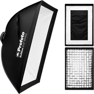 Profoto 2x3 Feet Rectangular Softbox with Recessed Front (White Interior) Bundle with Softgrid 2x3-Feet, and Edge Mask Rectangular with Attachments (3 Items)
