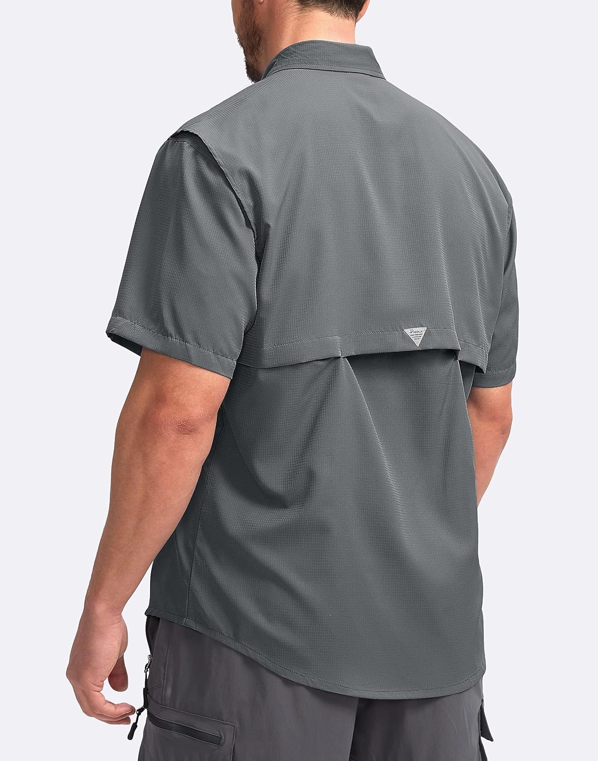 Pudolla Men's Fishing Shirts with Short Sleeves, Summer Travel Work Shirts, Button Down with UPF50  and Zipper Pockets