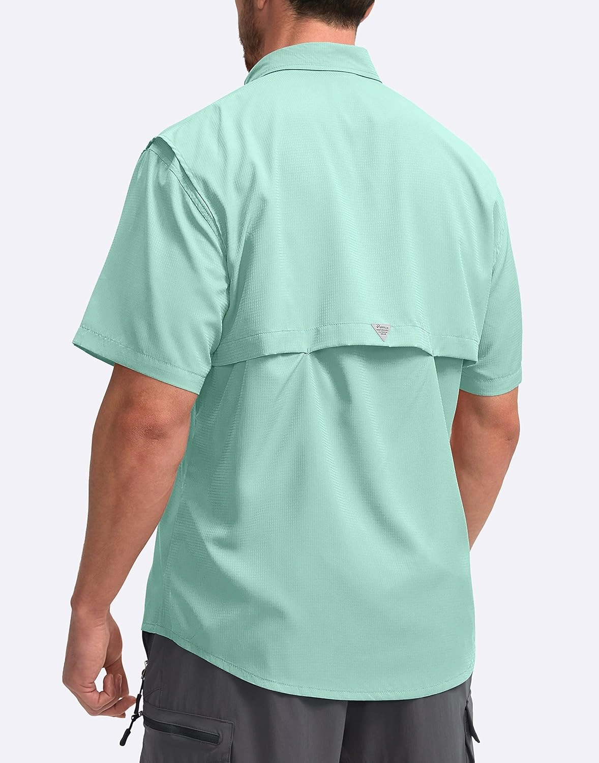 Pudolla Men's Fishing Shirts with Short Sleeves, Summer Travel Work Shirts, Button Down with UPF50  and Zipper Pockets