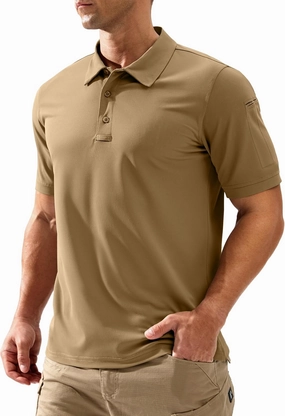 Pudolla Mens Tactical Shirts Short Sleeve Golf Work Polos Moisture Wicking Dry Fit Collared Shirt Lightweight Polo Shirt
