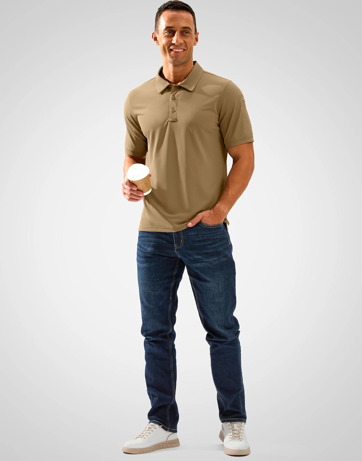 Pudolla Mens Tactical Shirts Short Sleeve Golf Work Polos Moisture Wicking Dry Fit Collared Shirt Lightweight Polo Shirt