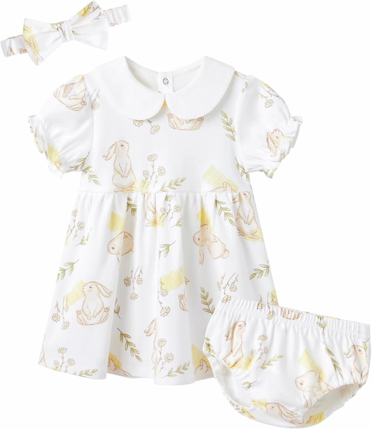 pureborn Baby Toddler Girl Dress with Bloomer Short and Long Sleeve Playwear Dress with Diaper Cover