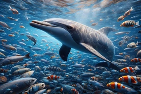 Puzzle for Adults 1000 Pieces Dolphin Fish Wooden Jigsaw Puzzle Challenging Puzzles Families DIY Puzzles Finished Size is 29.52x19.68 in Kids Game School Supplies Props