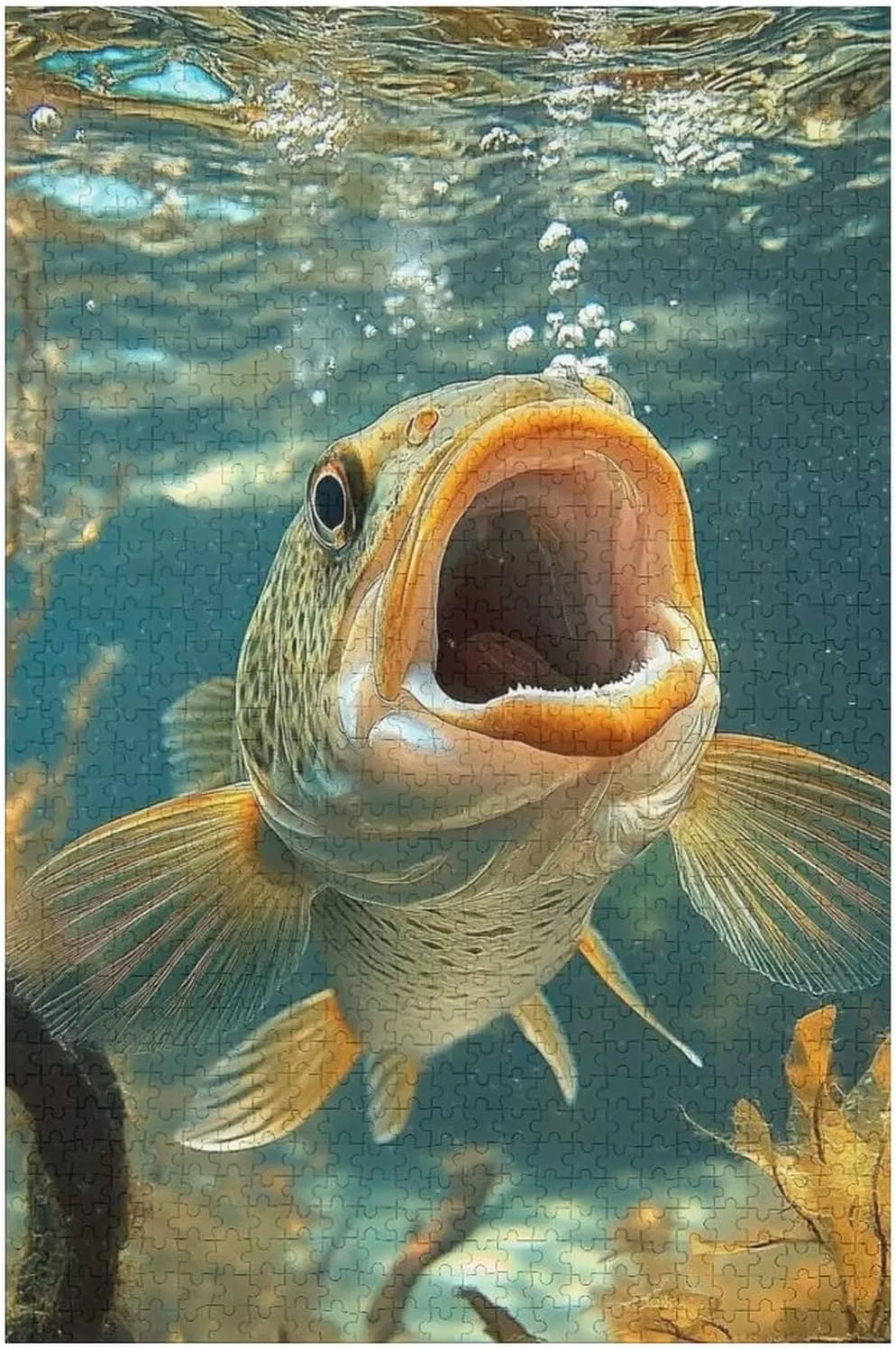 Puzzles for Adults 1000 Pieces - Underwater Open Mouth Fish Funny Puzzle, Seek and Find Activities, Travel Toys for Toddlers and Kids