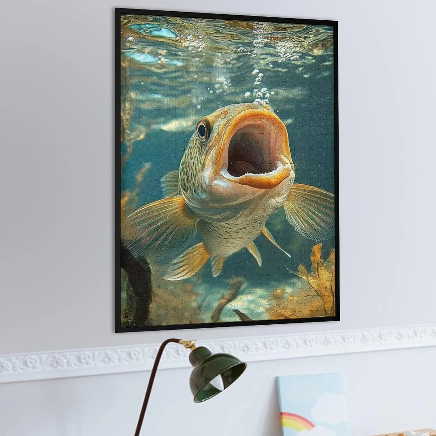 Puzzles for Adults 1000 Pieces - Underwater Open Mouth Fish Funny Puzzle, Seek and Find Activities, Travel Toys for Toddlers and Kids