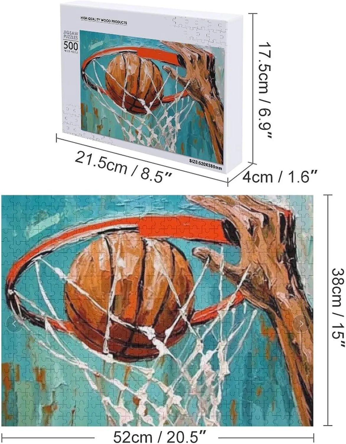 Puzzles for Adults 500 Pieces - Basketball Basketball Hoop Funny Puzzles Educational Games Gift for Birthday Christmas Halloween