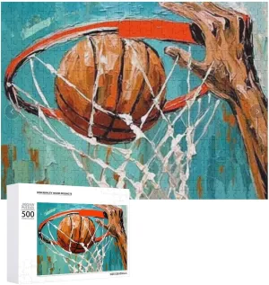 Puzzles for Adults 500 Pieces - Basketball Basketball Hoop Funny Puzzles Educational Games Gift for Birthday Christmas Halloween
