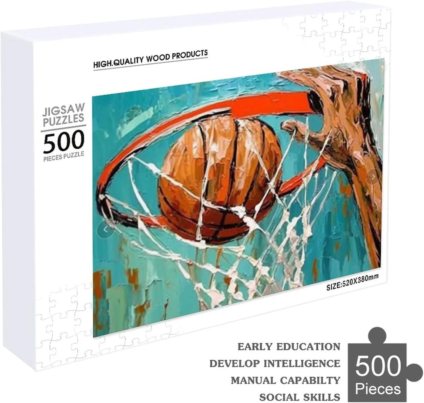 Puzzles for Adults 500 Pieces - Basketball Basketball Hoop Funny Puzzles Educational Games Gift for Birthday Christmas Halloween