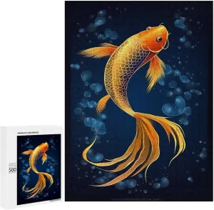 Puzzles for Adults 500 Pieces - Beauty Koi Fish Funny Boxed Puzzles,Challenging and Relaxing Gifts Idea for Puzzle Enthusiasts