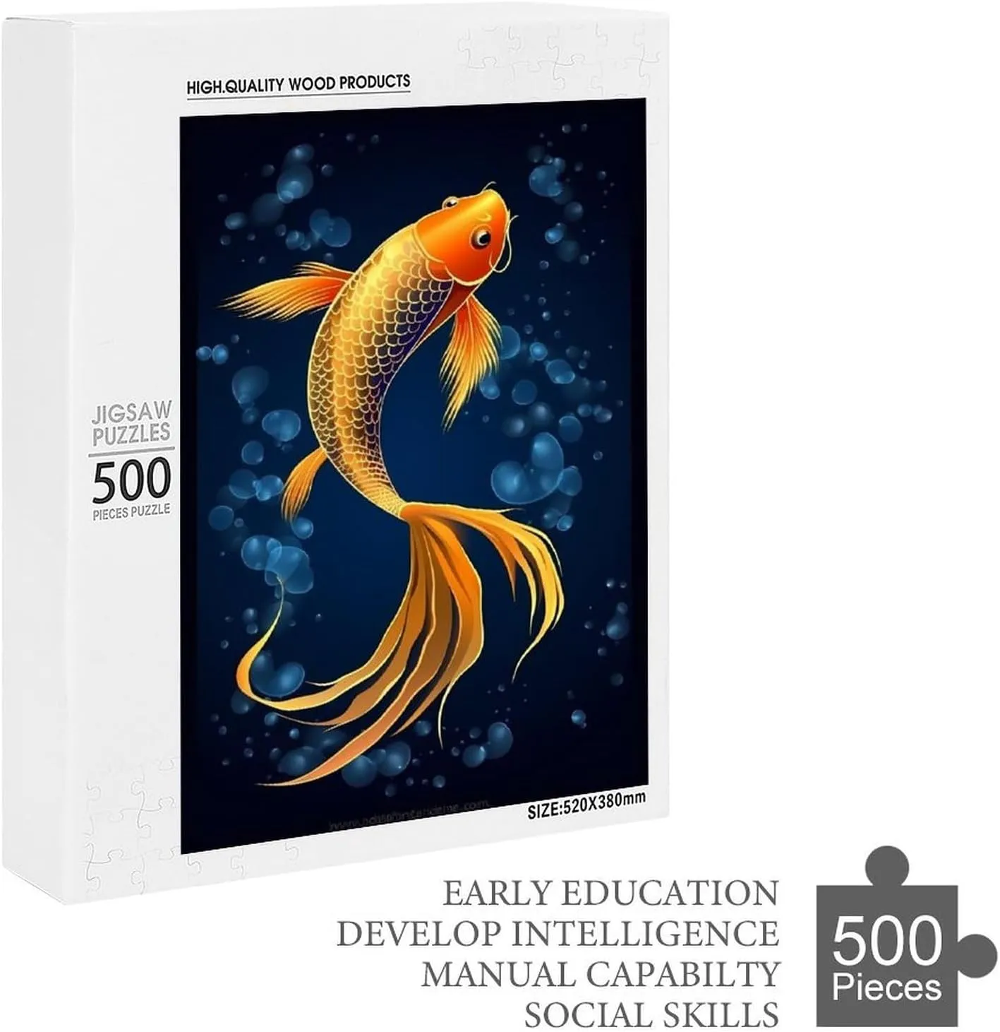 Puzzles for Adults 500 Pieces - Beauty Koi Fish Funny Boxed Puzzles,Challenging and Relaxing Gifts Idea for Puzzle Enthusiasts