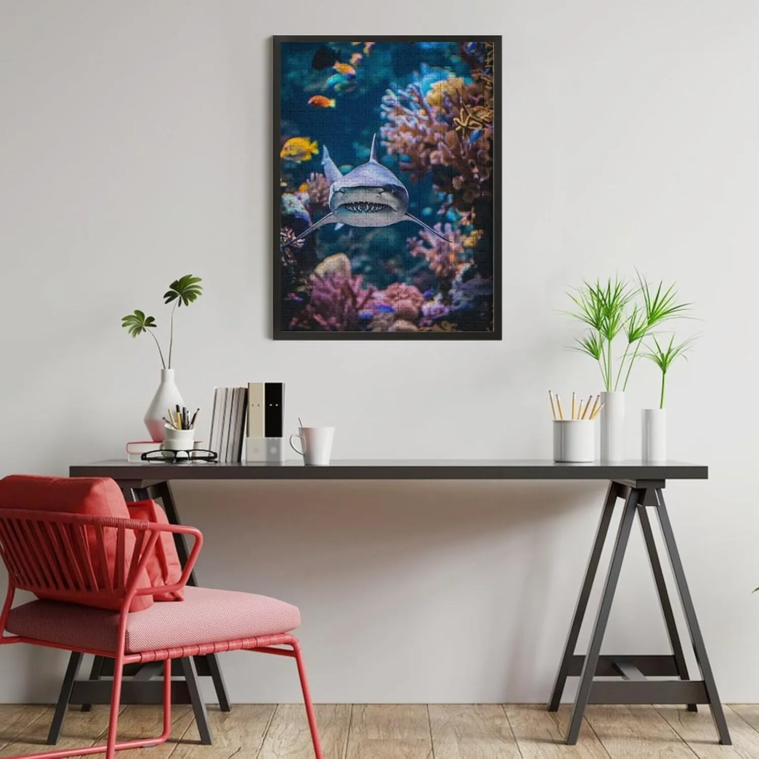 Puzzles for Adults 500 Pieces - Shark Fish Animals Funny Challenging Abstract Art Puzzle Brain Teaser Activity