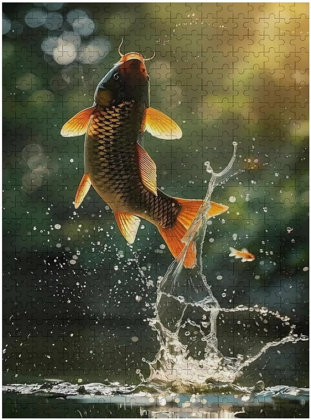 Puzzles for Adults 500 Pieces - The Carp Leaping Out of The Water Fish Funny Puzzle, Seek and Find Activities, Travel Toys for Toddlers and Kids
