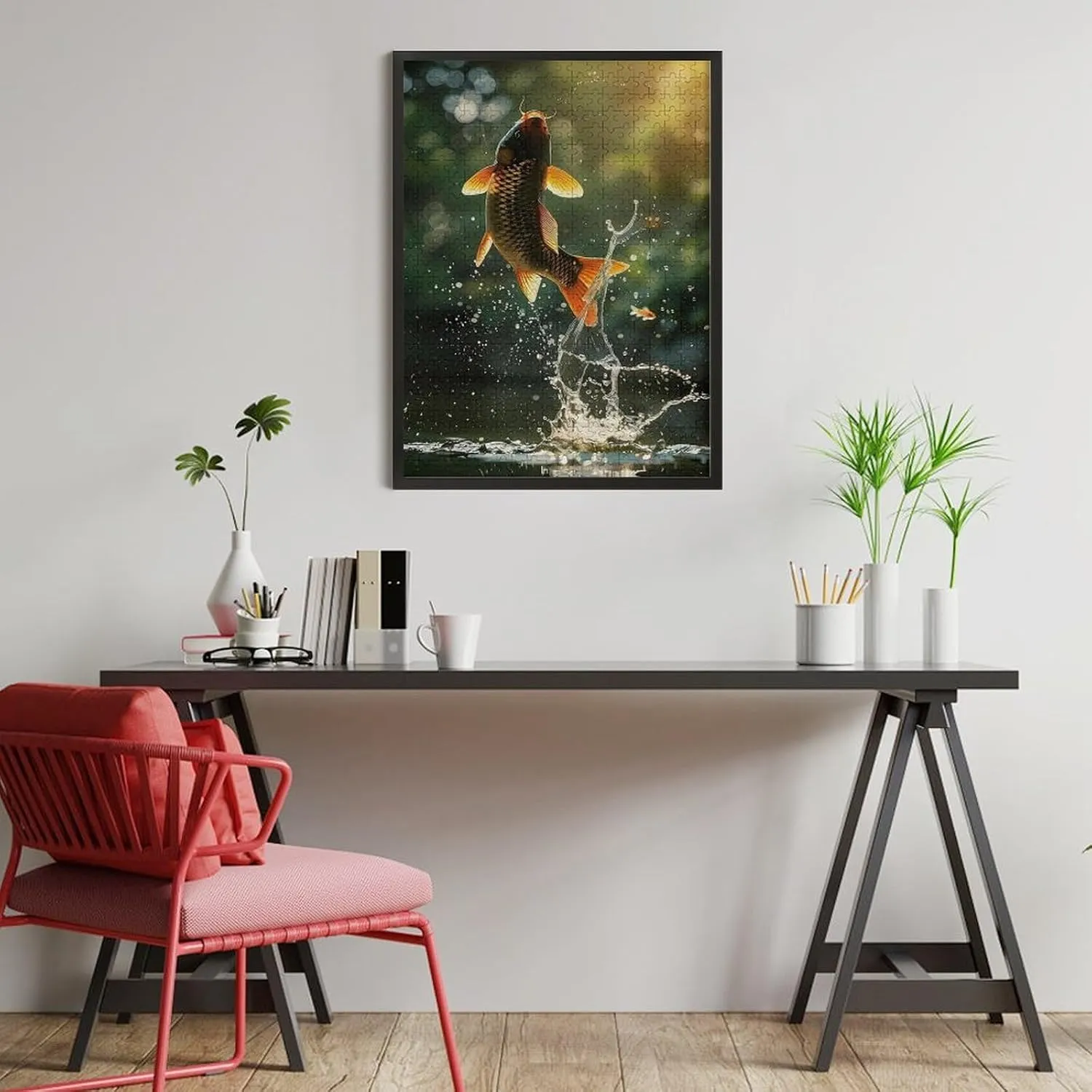Puzzles for Adults 500 Pieces - The Carp Leaping Out of The Water Fish Funny Puzzle, Seek and Find Activities, Travel Toys for Toddlers and Kids
