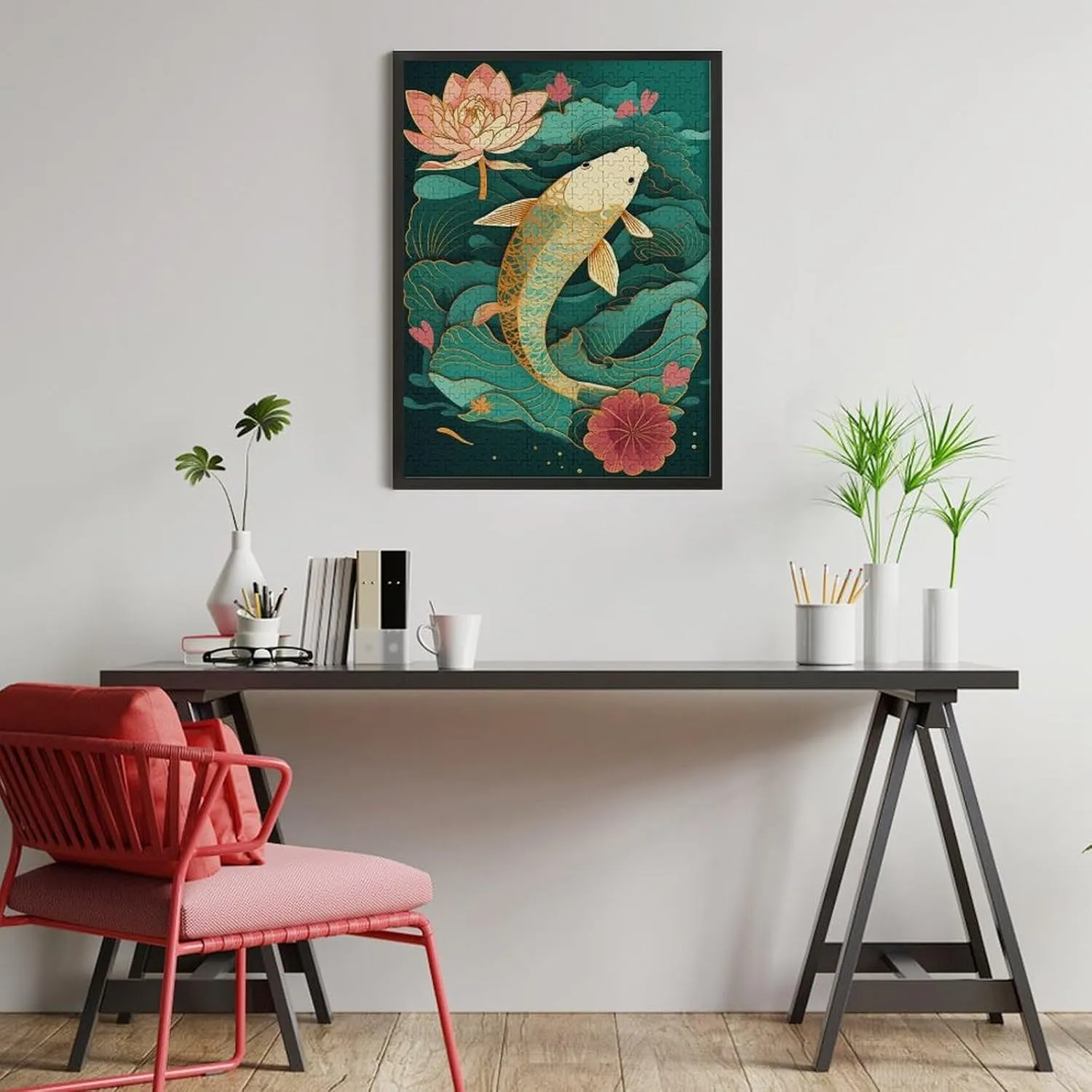 Puzzles for Adults 500 Pieces - Vintage Koi Fish Funny Educational Puzzles Toys for Boys and Girls
