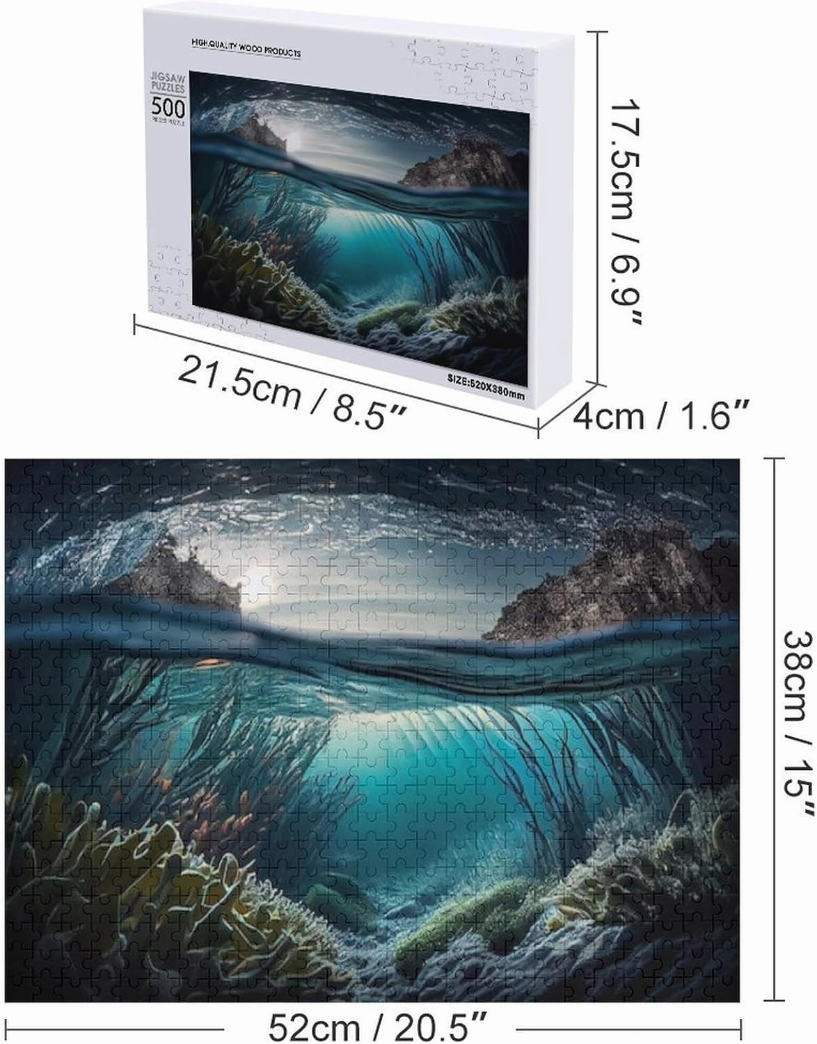 Puzzles for Adults 500 Pieces - Deep Colorful School Fish Swims Funny Puzzles Poster Family Reunion Puzzle, Toys for Boys and Girl
