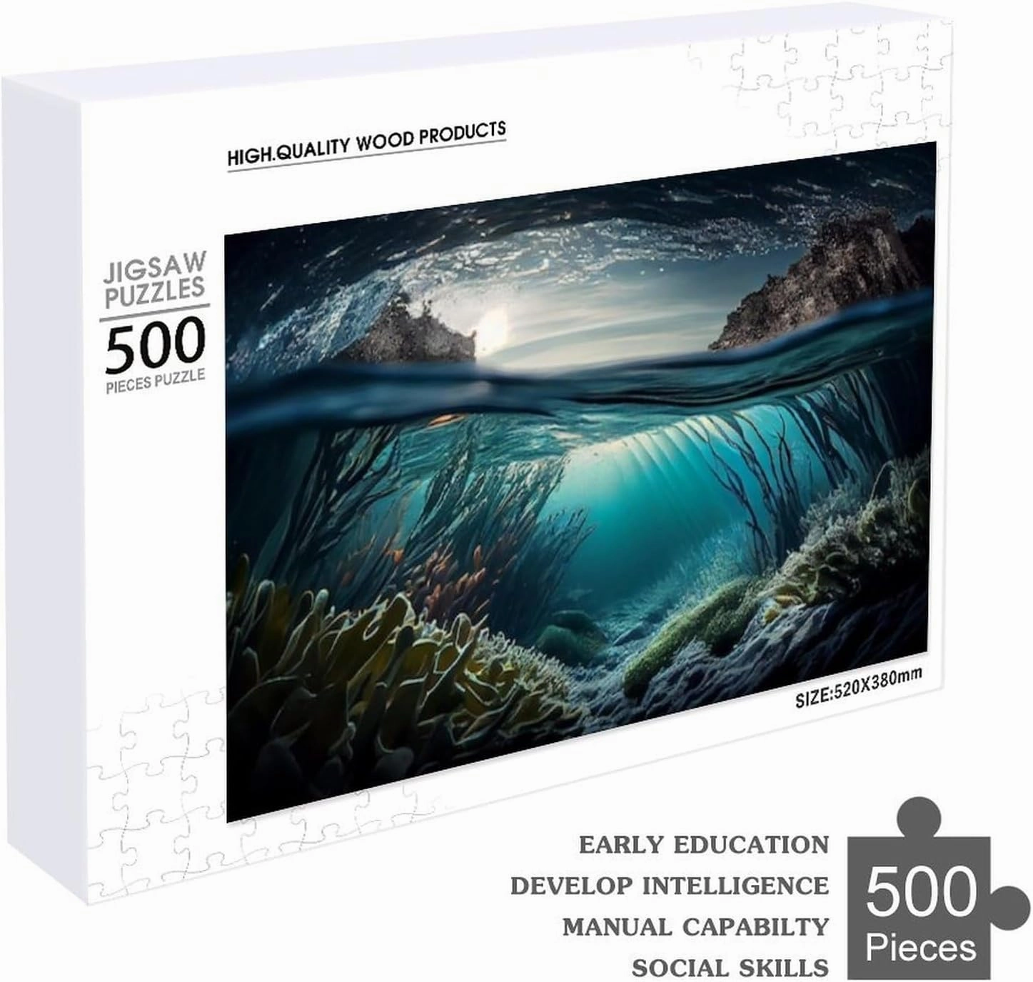 Puzzles for Adults 500 Pieces - Deep Colorful School Fish Swims Funny Puzzles Poster Family Reunion Puzzle, Toys for Boys and Girl