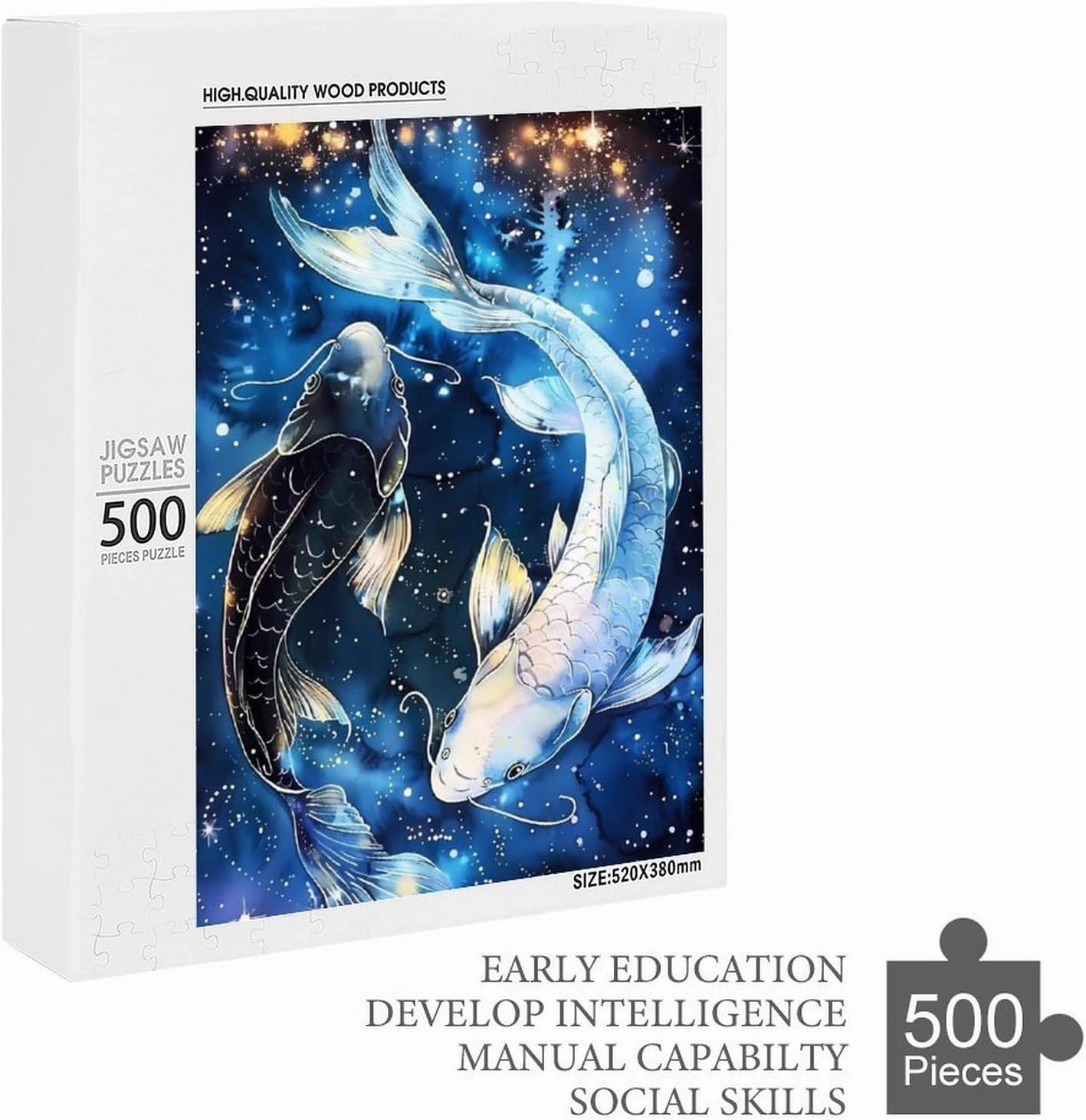 Puzzles for Adults 500 Pieces - Fish Koi Fish Swimming in Space Hi-Definition Printing Beautiful Drawings,for Bedroom Decor Family Holidays,Elevate Yourself Gift Decor