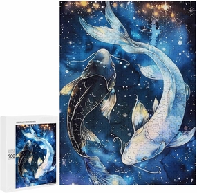 Puzzles for Adults 500 Pieces - Fish Koi Fish Swimming in Space Hi-Definition Printing Beautiful Drawings,for Bedroom Decor Family Holidays,Elevate Yourself Gift Decor