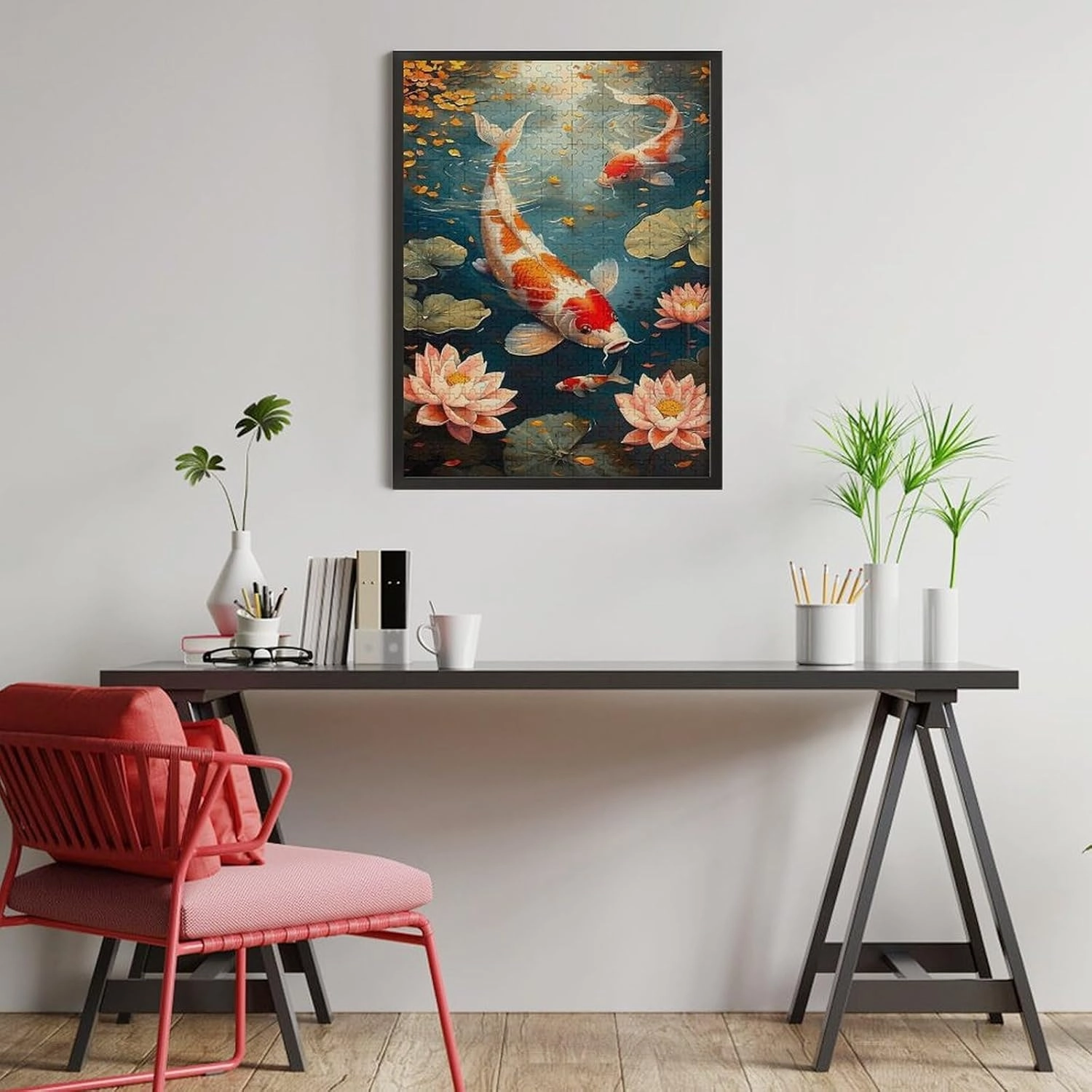 Puzzles for Adults 500 Pieces - Koi Swimming Gracefully in The Water Fish Funny Challenging Abstract Art Puzzle Brain Teaser Activity