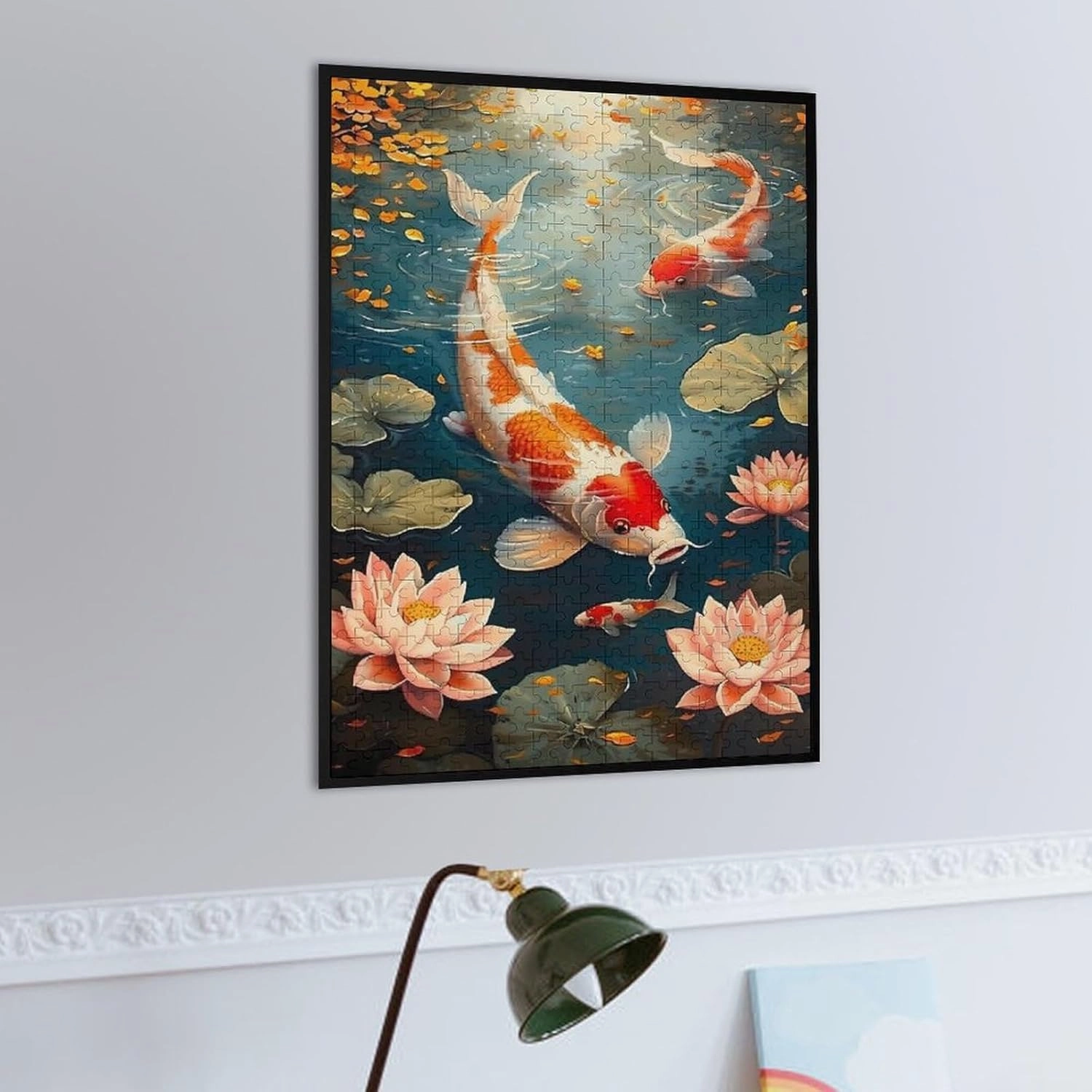 Puzzles for Adults 500 Pieces - Koi Swimming Gracefully in The Water Fish Funny Challenging Abstract Art Puzzle Brain Teaser Activity