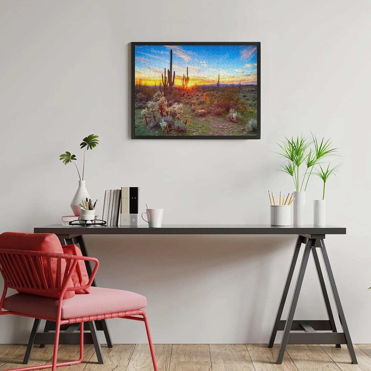 Puzzles for Adults 500 Pieces - Saguaro Cactus Sunrise Sunshine Natural Plants Arizona Desert Pictures Puzzle for Stress Relief and Leisure Home Decor Collectibles