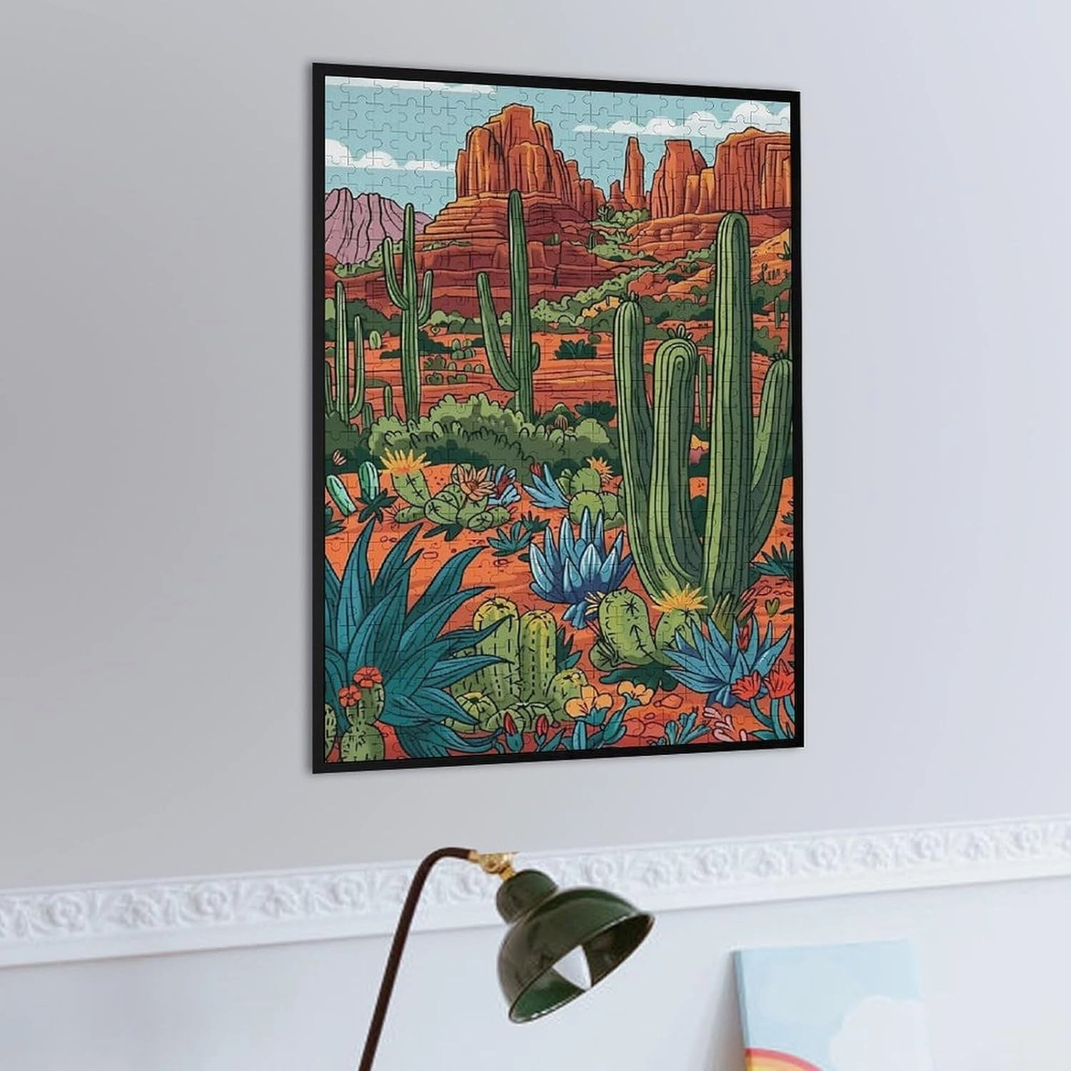 Puzzles for Adults 500 Pieces - Vibrant Cactus in The Desert Cactus Puzzles Christmas Perfect for Relaxation Activity Difficult Challenging Puzzle