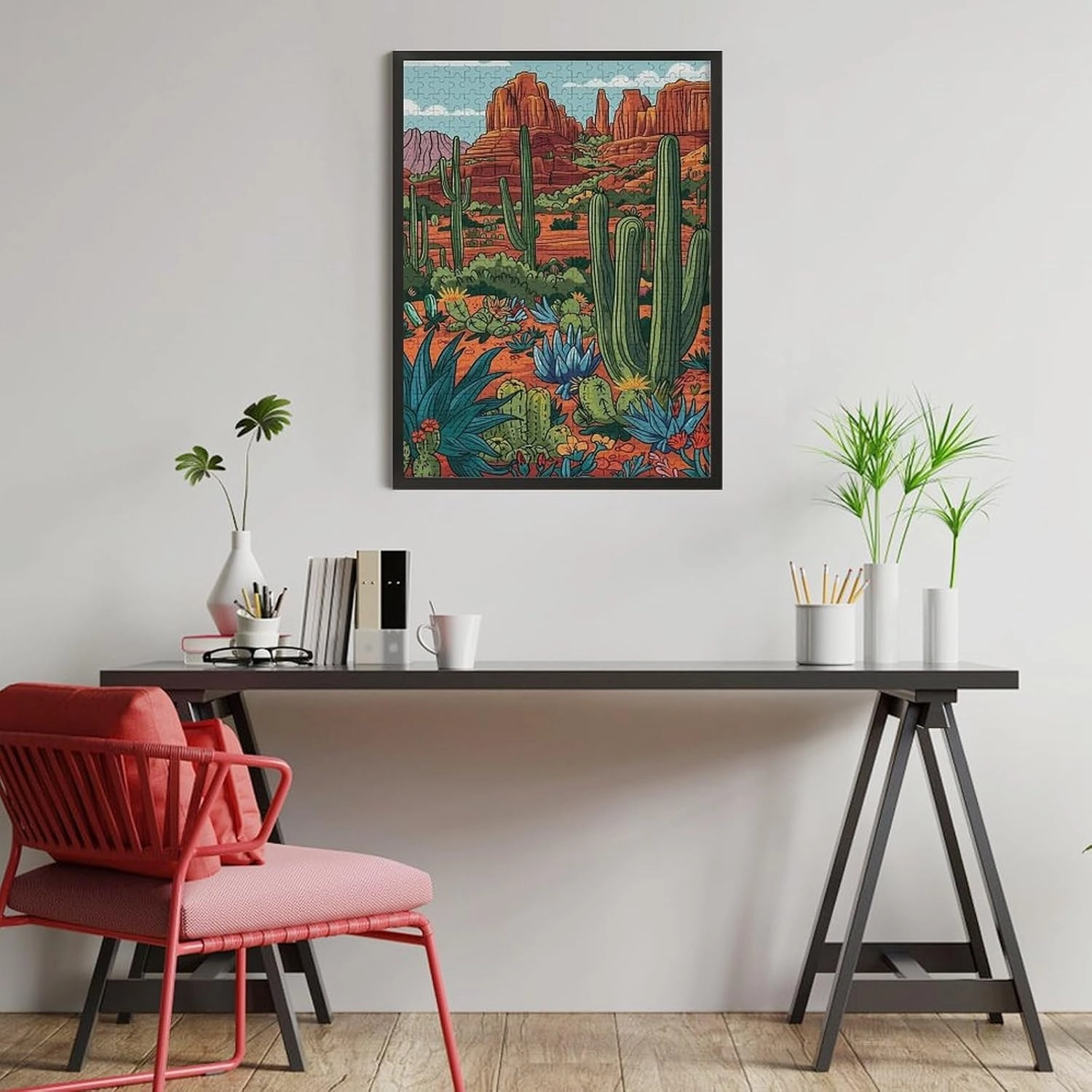 Puzzles for Adults 500 Pieces - Vibrant Cactus in The Desert Cactus Puzzles Christmas Perfect for Relaxation Activity Difficult Challenging Puzzle