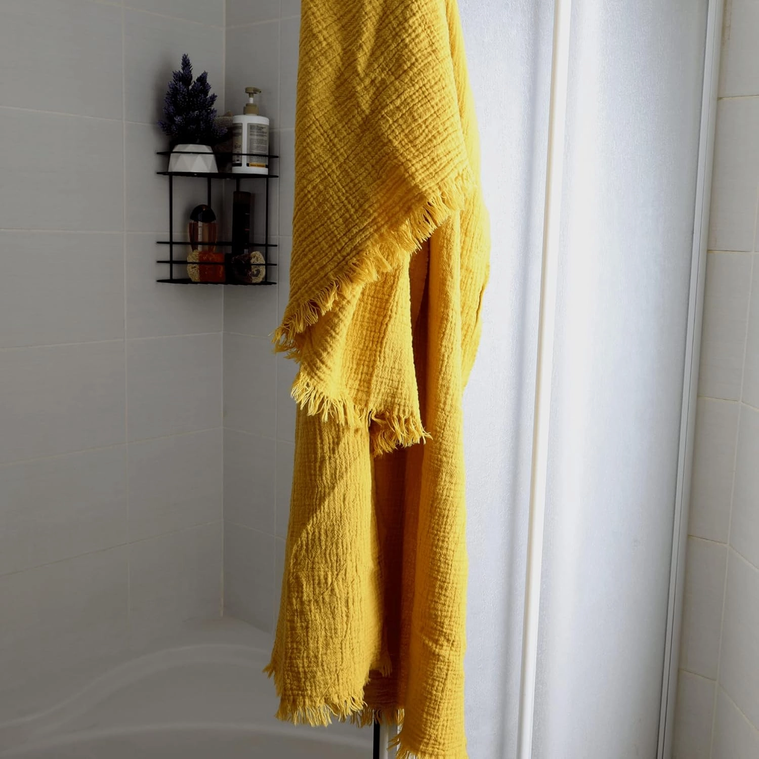 PÜSKÜL - Organic Ultra Soft Turkish Cotton Muslin Towels for Adults, 33X67 Inches, Pack of 3 (Mustard Yellow)