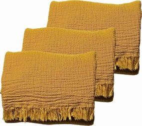PÜSKÜL - Organic Ultra Soft Turkish Cotton Muslin Towels for Adults, 33X67 Inches, Pack of 3 (Mustard Yellow)