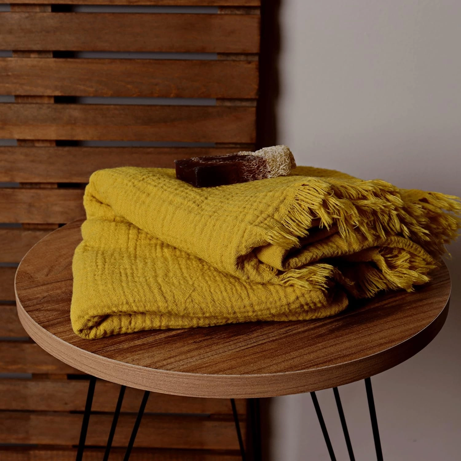PÜSKÜL - Organic Ultra Soft Turkish Cotton Muslin Towels for Adults, 33X67 Inches, Pack of 3 (Mustard Yellow)