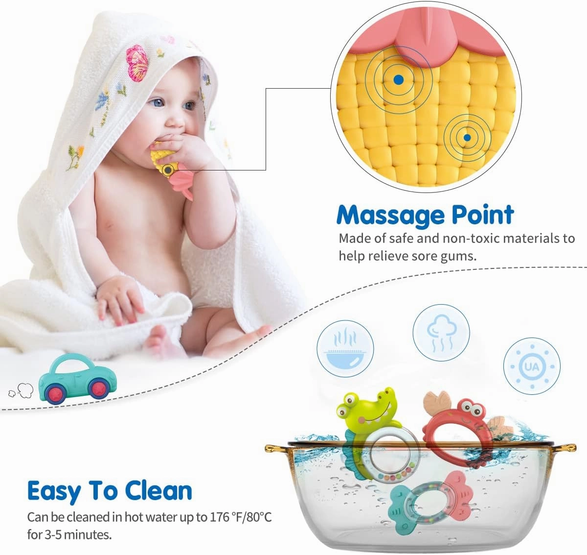 Qizebaby Baby Toys 6 to 12 Months, 12PCS Rattle Baby Teething Toys, Shaker Grab and Spin Rattles Set, Music Learning Toys for 0 1 2 3 4 5 6 7 8 9 10 11 12 Month Newborn Infant Toddlers Boys Girls