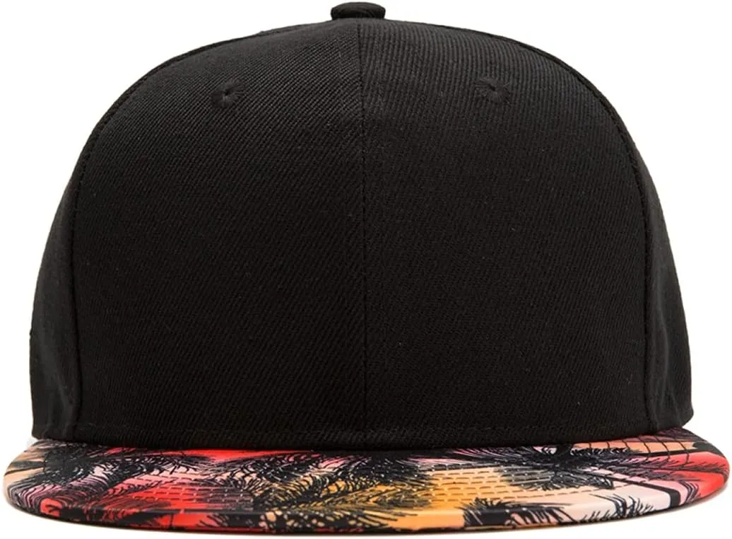Quanhaigou Snapback Hat for Men Women,Hip Hop Style Colorful Flat Bill Hats Teens Adjustable Baseball Cap