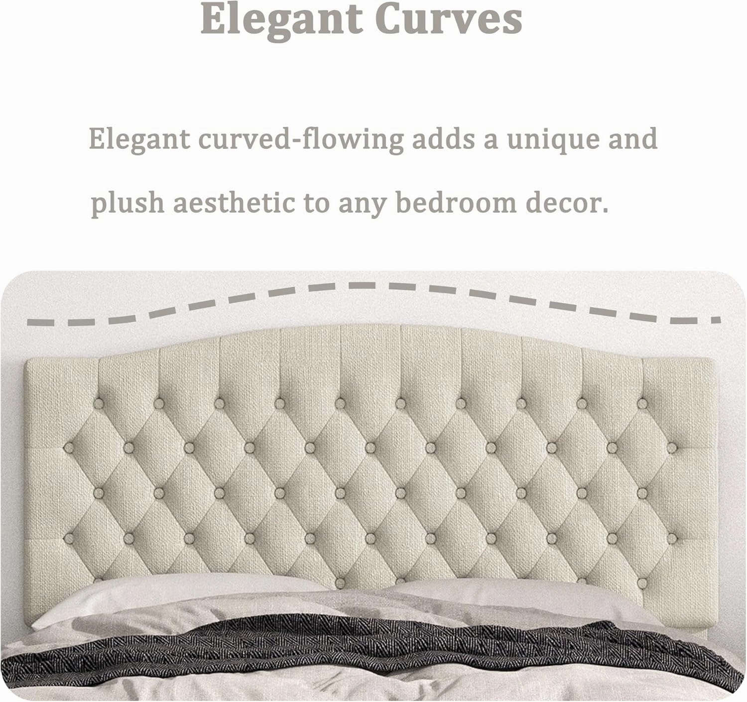 Queen Headboard Only, Upholstered Headboard Queen for Adjustable Bed Linen Tufted Queen/Full Size Wall Mounted Head Board with Solid Wood Legs Head Board, Ivory