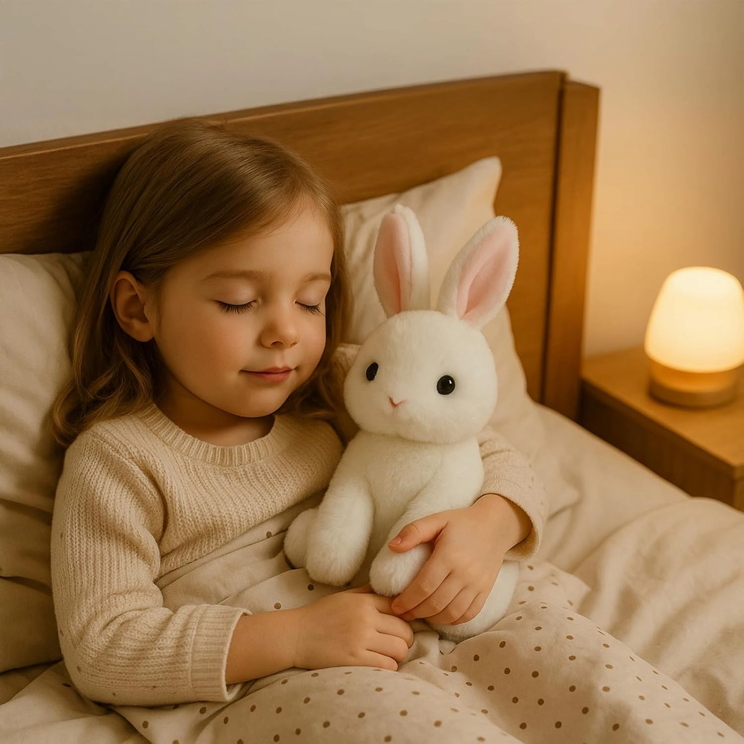 Rabbit Bunny Stuffed Animals Plush Toys with Pink Ears for Kids Girls Boys Girls Babies Birthday Easter Christmas Bedtime Gifts, Off White