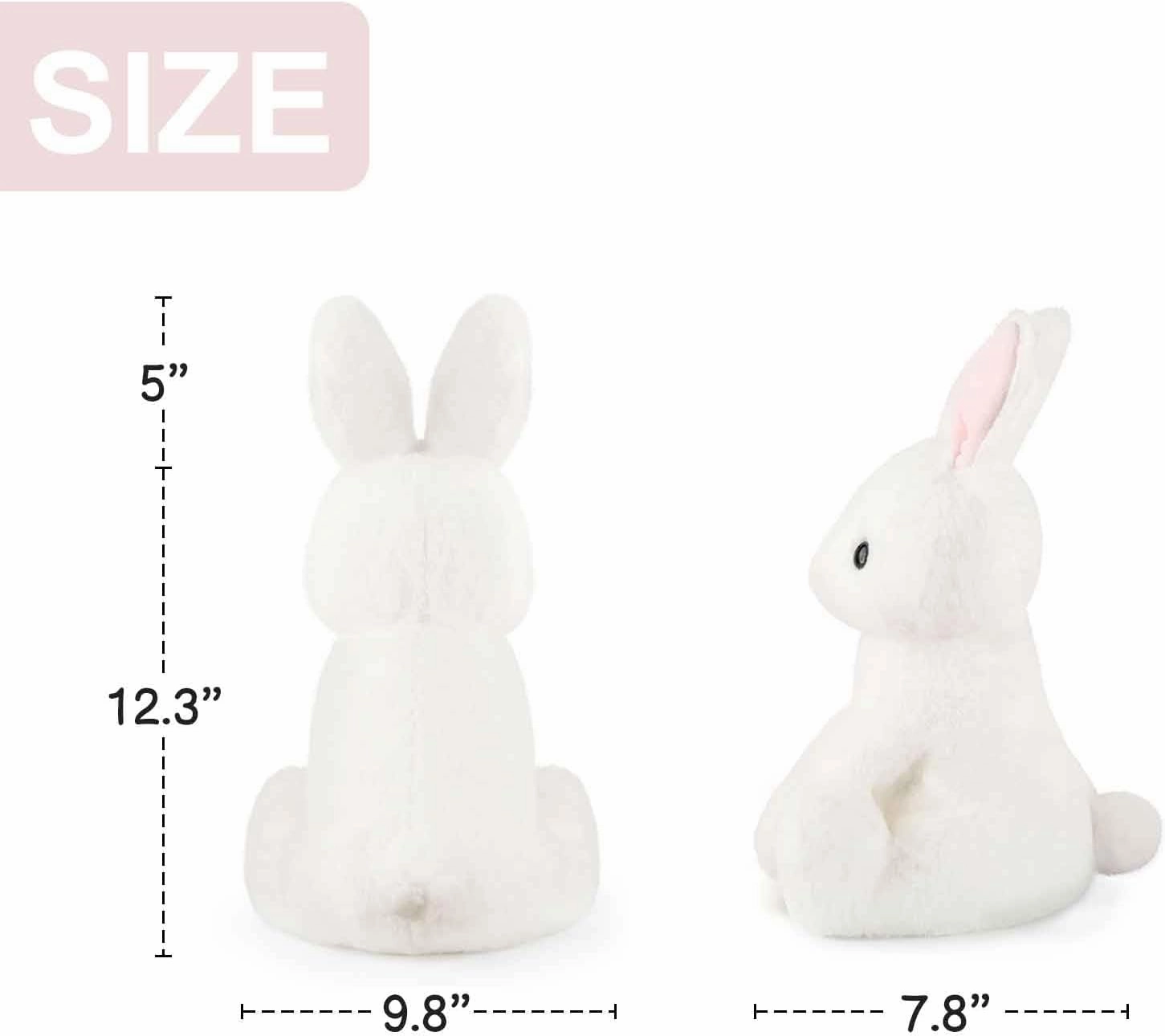 Rabbit Bunny Stuffed Animals Plush Toys with Pink Ears for Kids Girls Boys Girls Babies Birthday Easter Christmas Bedtime Gifts, Off White