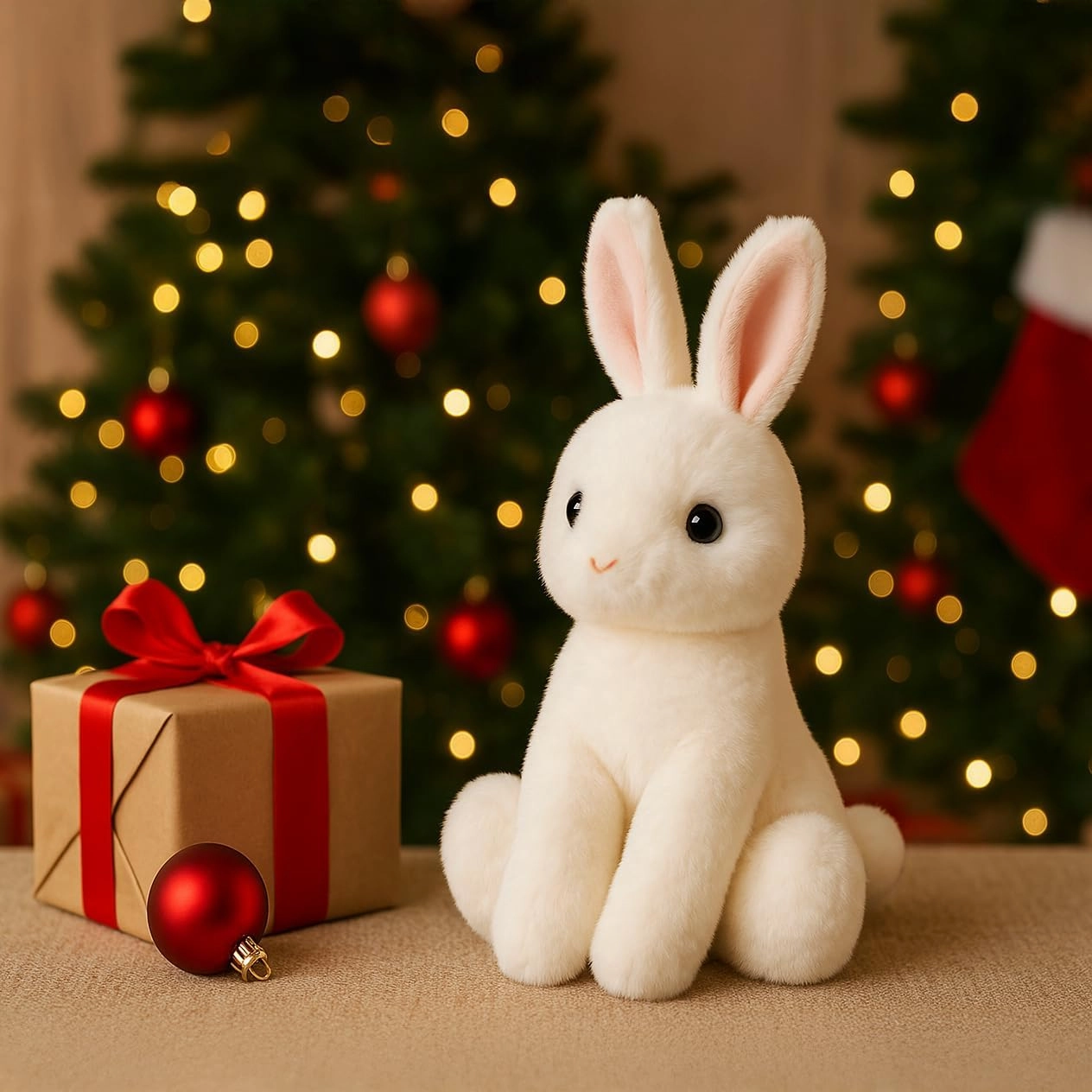 Rabbit Bunny Stuffed Animals Plush Toys with Pink Ears for Kids Girls Boys Girls Babies Birthday Easter Christmas Bedtime Gifts, Off White