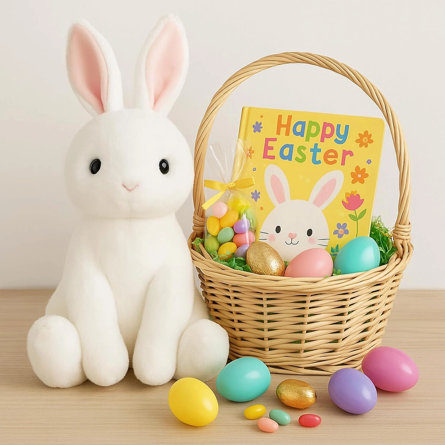 Rabbit Bunny Stuffed Animals Plush Toys with Pink Ears for Kids Girls Boys Girls Babies Birthday Easter Christmas Bedtime Gifts, Off White