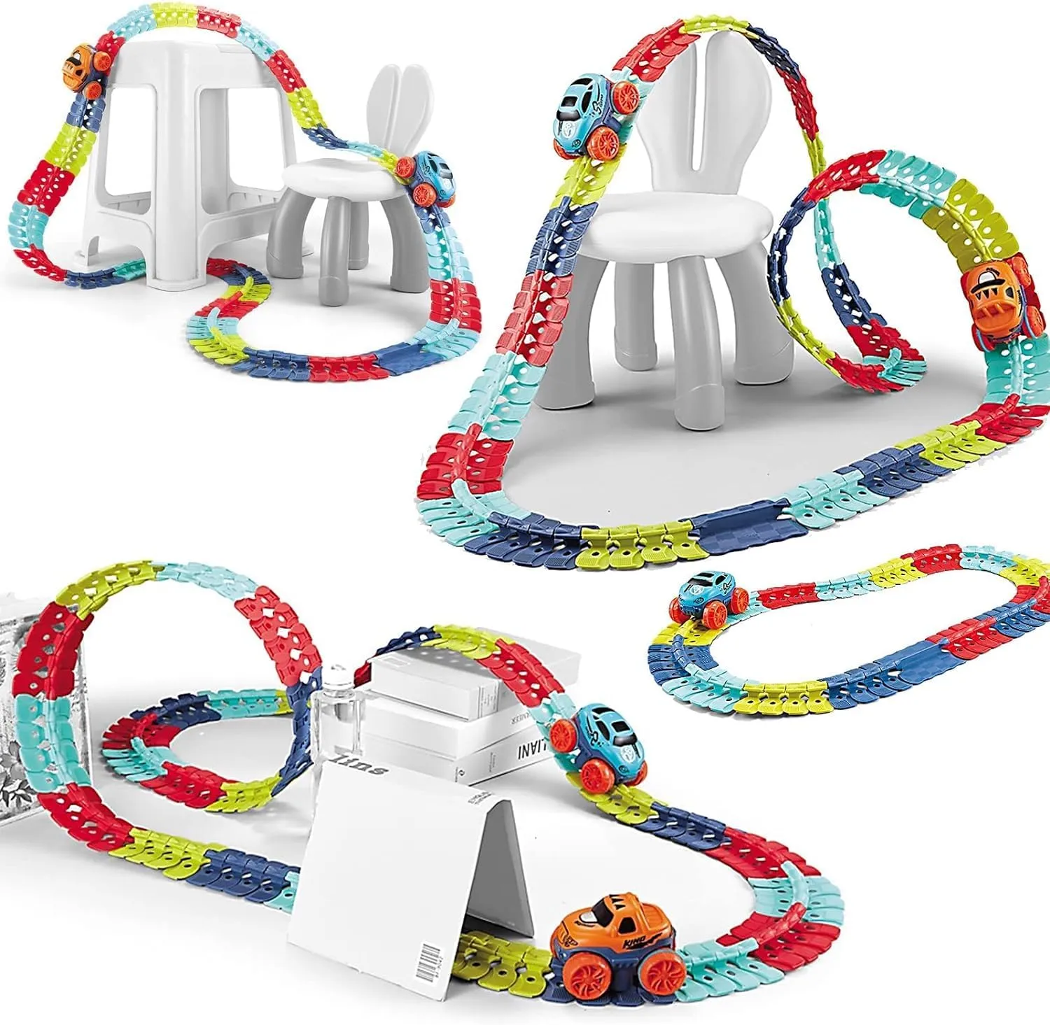 Race Track Toys for Boys Kids with LED Light-Up Race Car,Flexible Changeable Race Car Track Toys for 3 4 5 6 7 8 Year Old Boys Girls as Best Birthday Gifts (200PCS,2car)