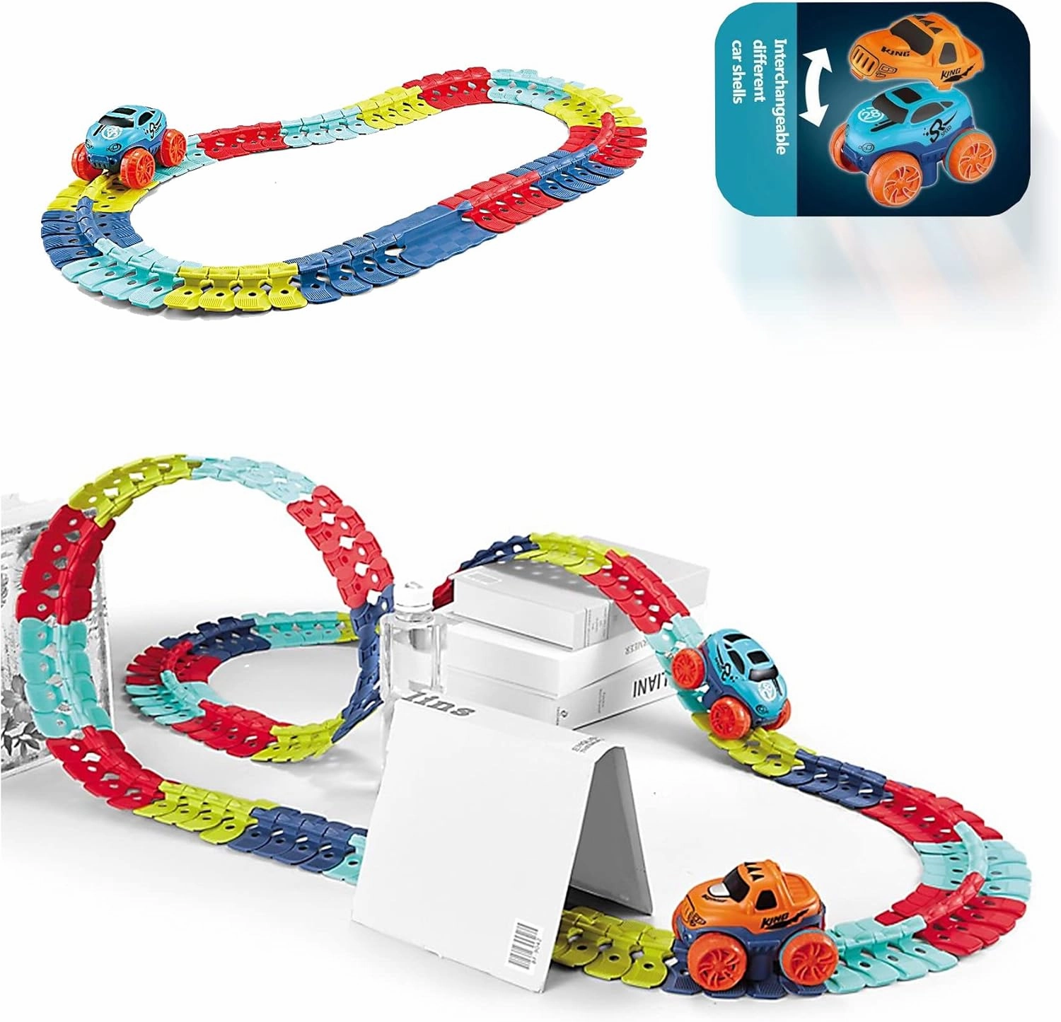 Race Track Toys for Boys Kids with LED Light-Up Race Car,Flexible Changeable Magic Race Car Track Toys for 3 4 5 6 7 8 Year Old Boys Girls as Best Birthday Gifts (184)