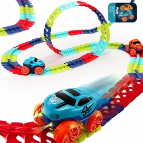 Race Track Toys for Boys Kids with LED Light-Up Race Car,Flexible Changeable Magic Race Car Track Toys for 3 4 5 6 7 8 Year Old Boys Girls as Best Birthday Gifts (184)