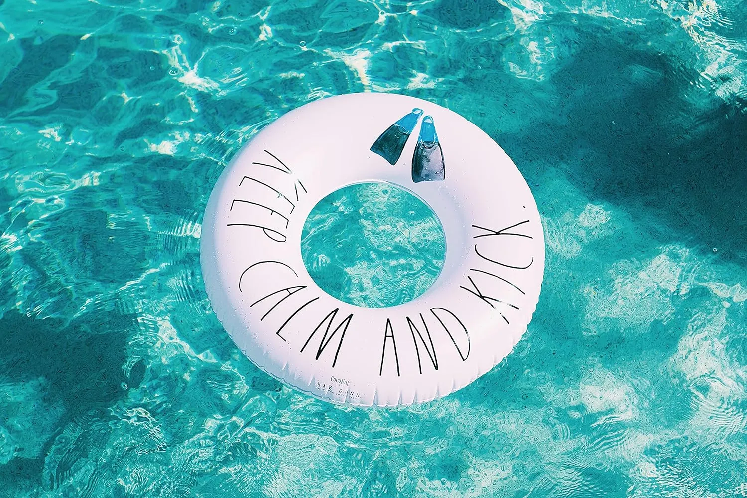 Rae Dunn x CocoNut Float Junior Ring Floats - 32 Inch Inflatable Raft & Durable Water Inner Tube - Stable Ride-On for Summer Parties & Swim Events