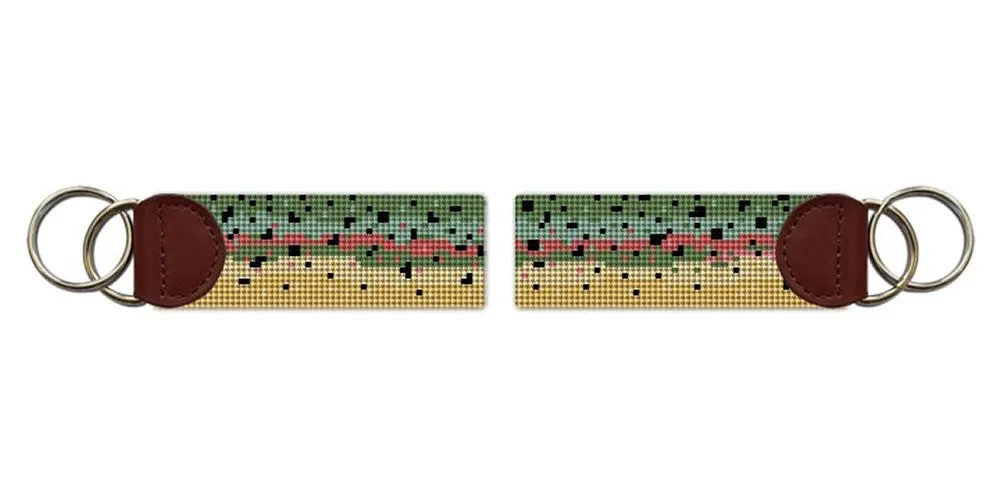 Rainbow Trout Skin Needlepoint Key Fob